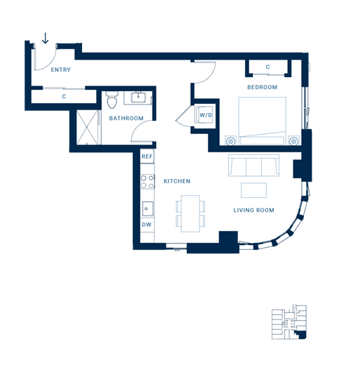 Shoresmith Apartments 1x1 M Floor Plan